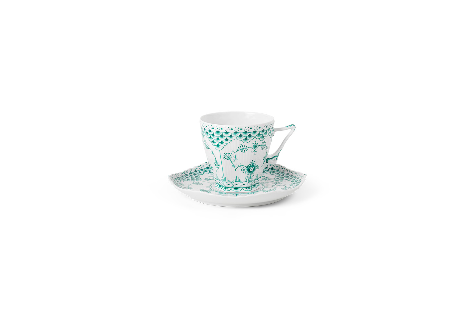 Emerald green Fluted Full Lace cup and saucer